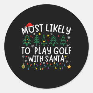 Am wahrscheinlichsten Golf mit Santa Matching Chri Runder Aufkleber