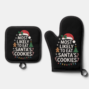 Am Wahrscheinlichsten isst Santas Kekse Familie We Ofenhandschuh & Topflappen-Set