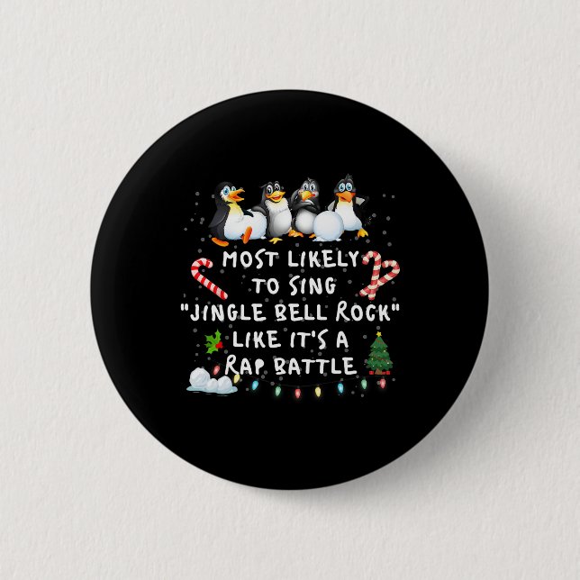 Am wahrscheinlichsten Jingle Bell Weihnachts Pajam Button (Vorderseite)