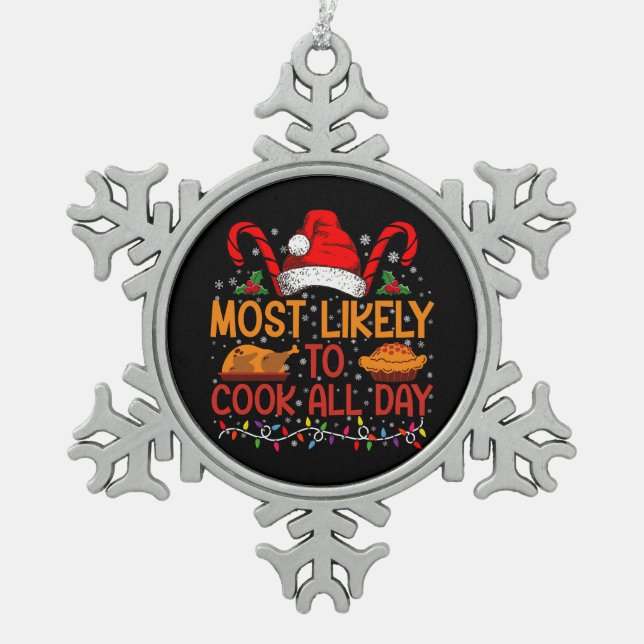 Am wahrscheinlichsten kochen den ganzen Erntedank  Schneeflocken Zinn-Ornament (Vorderseite)