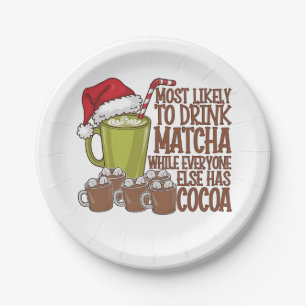 Am wahrscheinlichsten Matcha trinkt und Elf Xmas s Pappteller