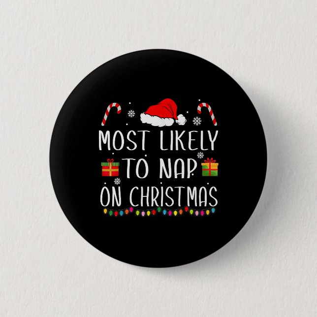 Am wahrscheinlichsten Nickerchen auf Weihnachts Fa Button (Vorderseite)