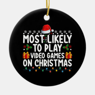 Am wahrscheinlichsten spielen Videospiele am Weihn Keramik Ornament