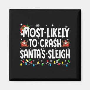 Am wahrscheinlichsten stürzt Santas Schlitten Fami Magnet