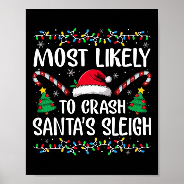 Am wahrscheinlichsten stürzt Santas Schlitten Fami Poster (Vorne)