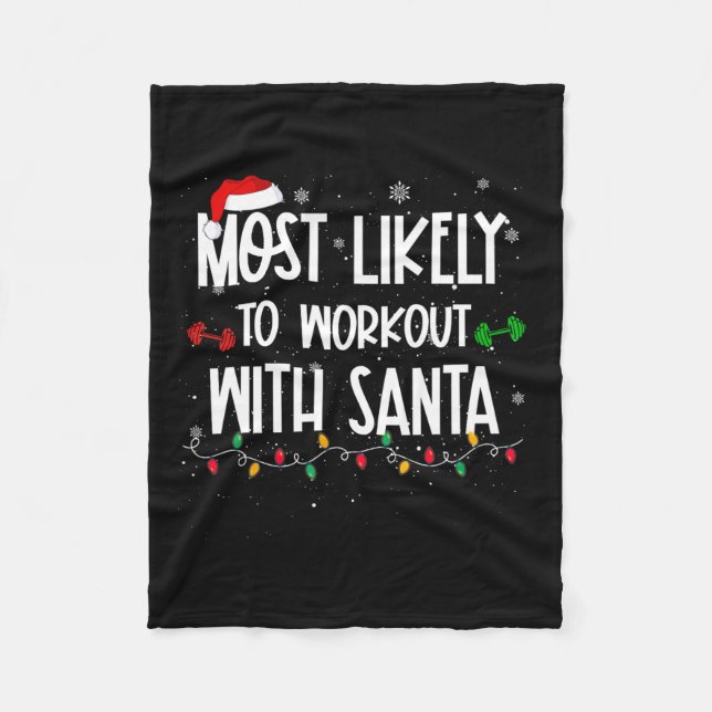 Am wahrscheinlichsten trainieren mit santa lustige fleecedecke (Vorderseite)