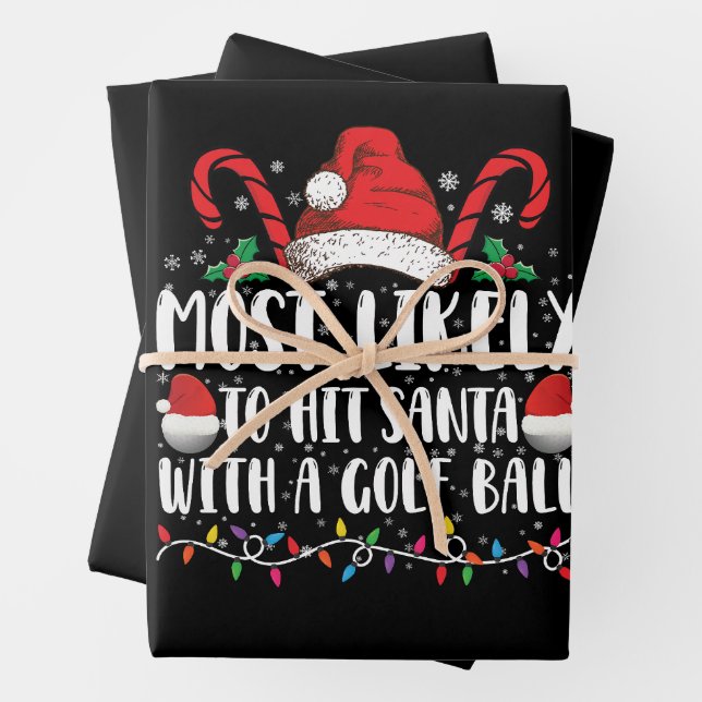Am wahrscheinlichsten trifft Santa mit einem Golf  Geschenkpapier Set (Beispiel)