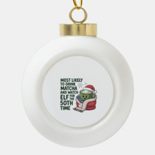 Am wahrscheinlichsten trinken Matcha und beobachte Keramik Kugel-Ornament