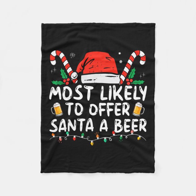 Am wahrscheinlichsten, um Santa A Bier Spaß trinke Fleecedecke (Vorderseite)