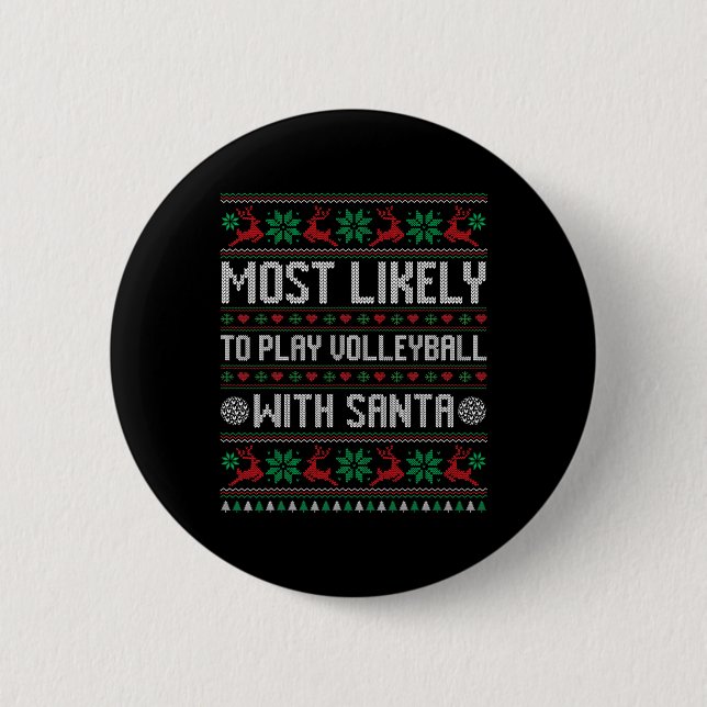 Am wahrscheinlichsten Volleyball spielen mit Santa Button (Vorderseite)