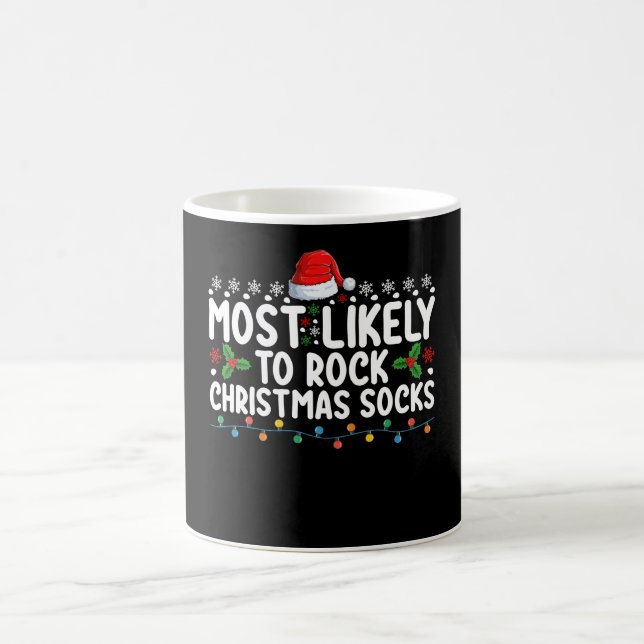 Am wahrscheinlichsten Weihnachts-Socken Familienur Kaffeetasse (Mittel)