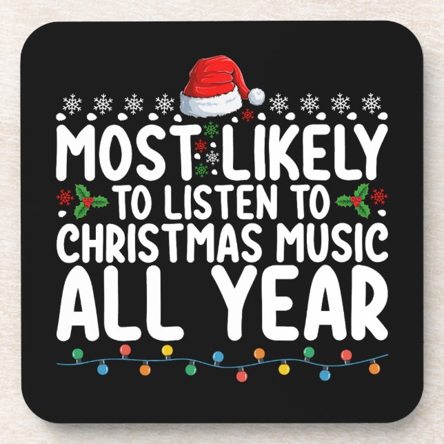 Am wahrscheinlichsten Weihnachtsmusik das ganze Ja Getränkeuntersetzer (Vorderseite)