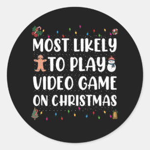 Am wahrscheinlichsten wird an Weihnachten Videospi Runder Aufkleber