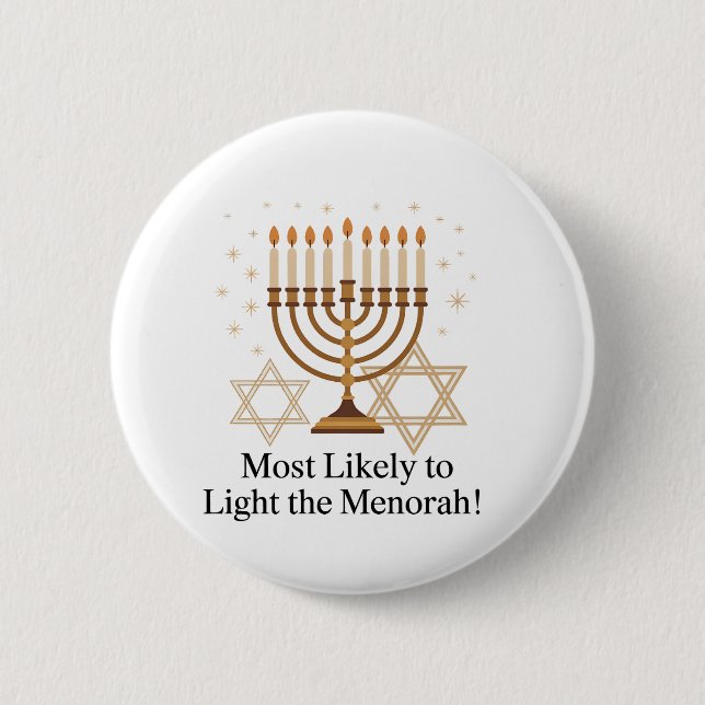 Am wahrscheinlichsten wird die jüdische Menorah Ha Button (Vorderseite)