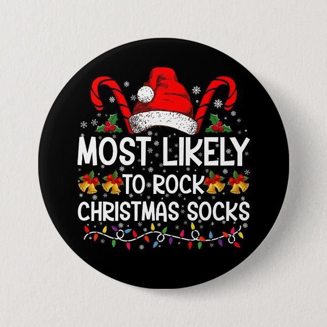 Am wahrscheinlichsten wird man Weihnachts-Socken l Button (Vorderseite)