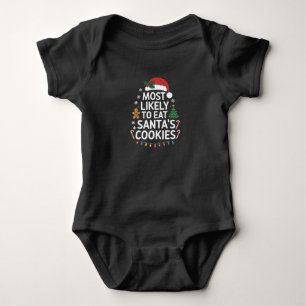 Am Wahrscheinlichsten wird Santa Kekse essen Famil Baby Strampler