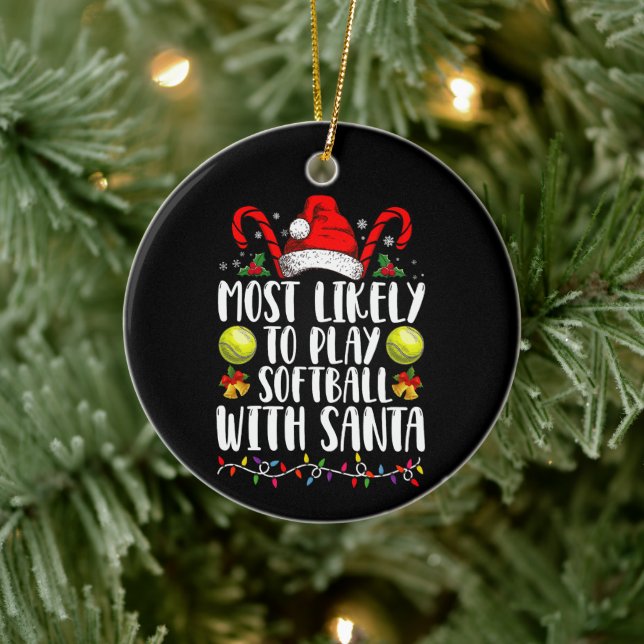 Am wahrscheinlichsten wird Softball mit der Santa  Keramik Ornament (Baum)