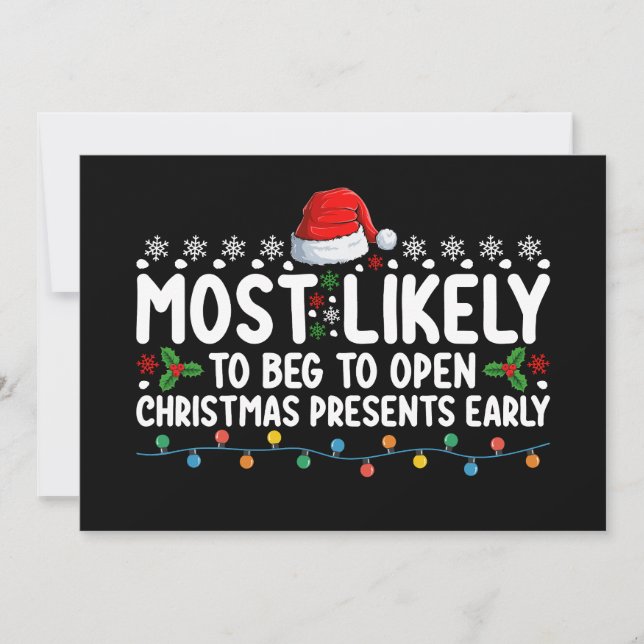 Am wahrscheinlichsten zu betteln, um Weihnachtsges Einladung (Vorderseite)