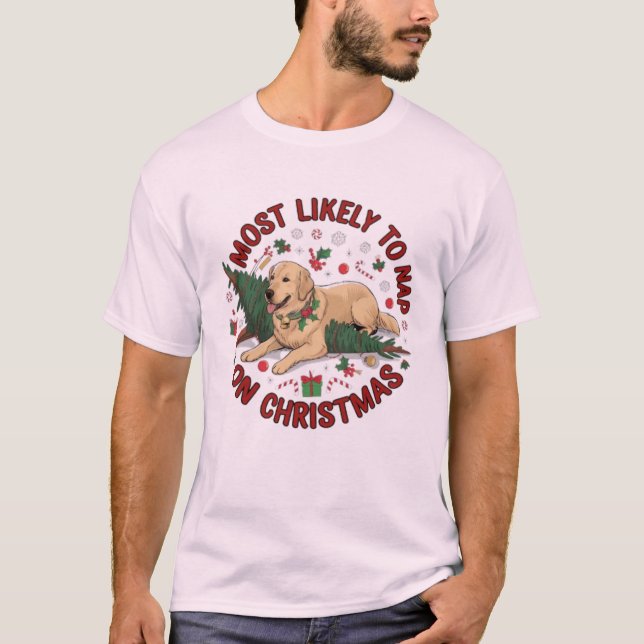 Am wahrscheinlichsten zu Nickerchen Weihnachts-Hun T-Shirt (Vorderseite)