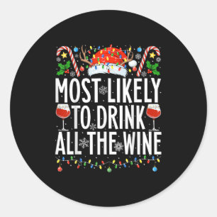 Am wahrscheinlichsten zu trinken alle Wine Xmas Fa Runder Aufkleber