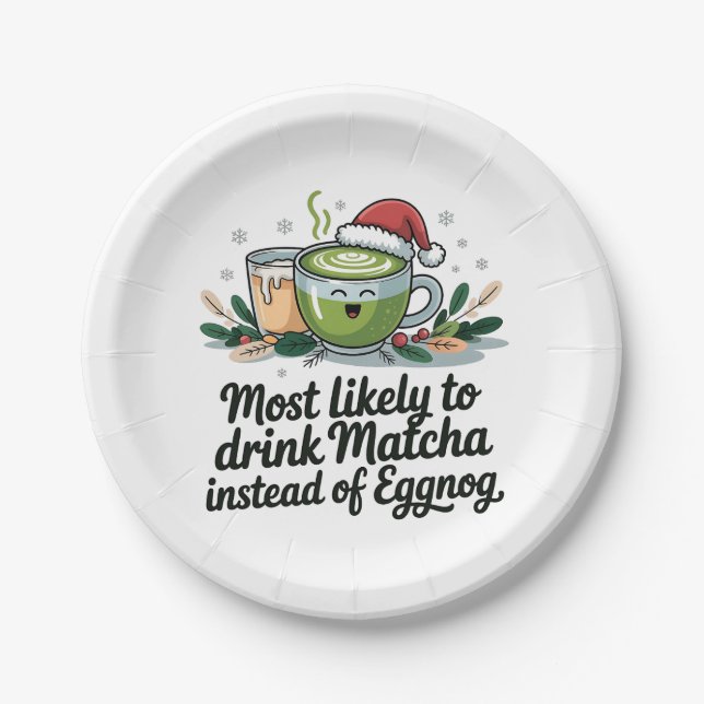 Am wahrscheinlichsten zu trinken Matcha statt Eggn Pappteller (Vorderseite)