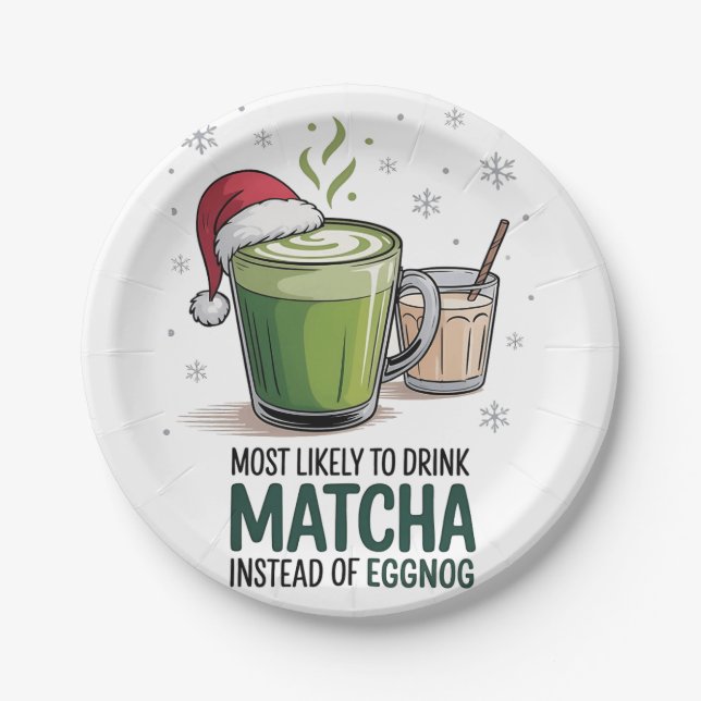 Am wahrscheinlichsten zu trinken Matcha statt Eggn Pappteller (Vorderseite)
