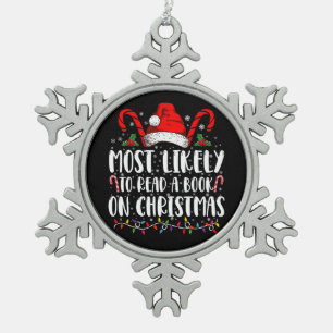 Am Weihnachten am wahrscheinlichsten ein Buch lies Schneeflocken Zinn-Ornament