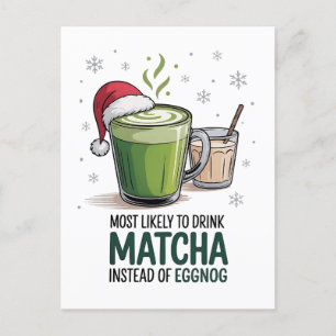 Am Weihnachten eher Matcha als Eierpunsch zu trink Einladungspostkarte