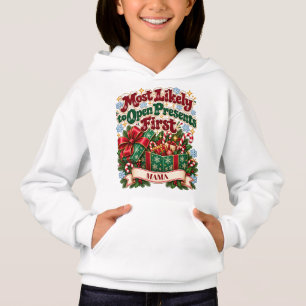 Am Weihnachtstag Geschenke zuerst öffnend Hoodie