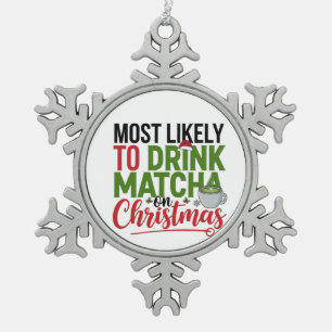 Am Weihnachtstag Matcha Trinker, Weihnachten Tee L Schneeflocken Zinn-Ornament