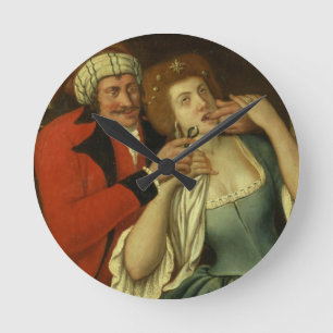 Am Zahnarzt (Öl auf Leinwand) Runde Wanduhr