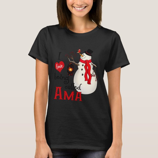 Ama Snowman Xmas Happy Family New Snowman Merry Ch T-Shirt (Vorderseite)