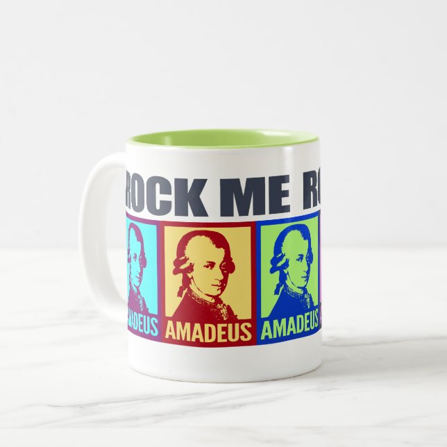 Amadeus Mozart | Rock Me Colorado Pop Art Zweifarbige Tasse (Vorderseite Links)