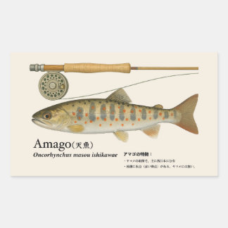 Amago (Oncorhynchus masou ishikawae) – Fish Illust Rechteckiger Aufkleber