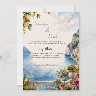 Amalfi-Aquarell-Mittelmeer-Hochzeitseinladung Einladung