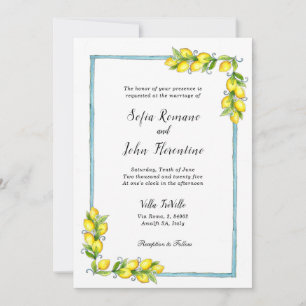 Amalfi-Aquarell Zitronen Vintage-Hochzeit  Einladung
