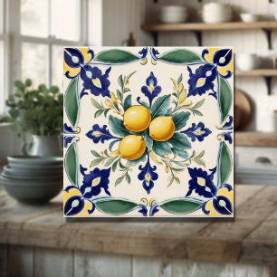 Amalfi Blau Weiße Zitronen Italienische Keramikfli Fliese