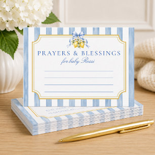 Amalfi Blue Lemon Bow Baby Shower Gebetskarte Hinweiskarte
