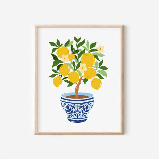 Amalfi-Chinoiserie-Ingwer-Topf-Lemon-Zweig-Kunst Poster