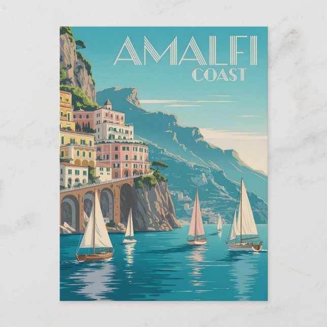Amalfi Coast art Deko Postkarte (Vorderseite)