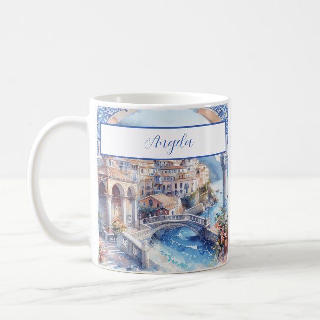 Amalfi Coast Blue Tiles Italien Kaffeetasse (Links)