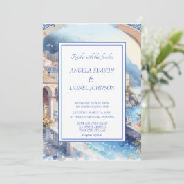 Amalfi Coast Blue Tiles Italien Personalisiertes F Einladung