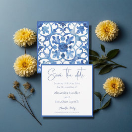 Amalfi Coast Blue White Tiles Italien Save The Date