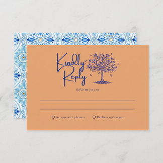 Amalfi Coast Citrus Orange Wedding RSVP Karte