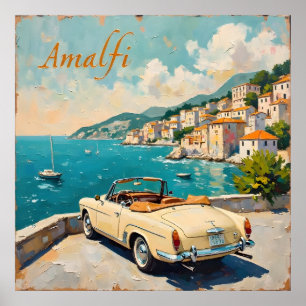 Amalfi Coast Classic : Retro Oil Painting Poster