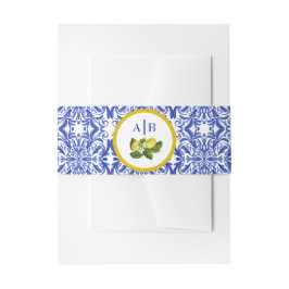 Amalfi Coast I Italian Lemon & Blue Tile Mongram Einladungsbanderole