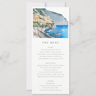 Amalfi Coast Italy Landscape Wedding Menu Card Einladung