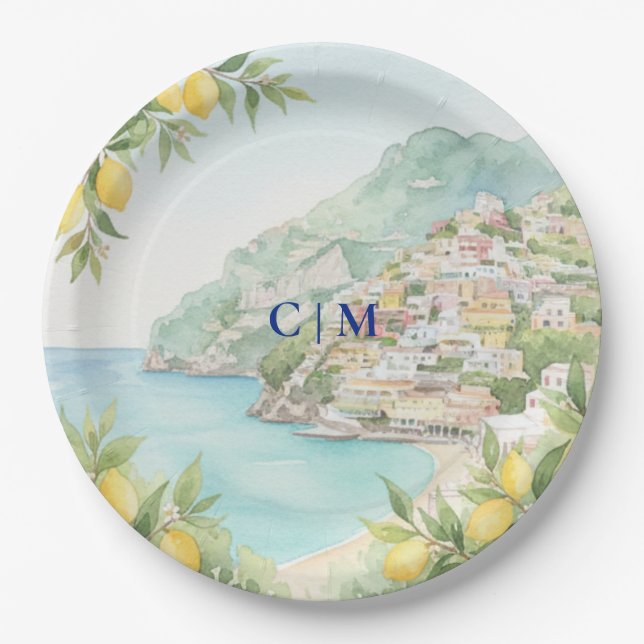 Amalfi Coast Italy Lemon Wedding Pappteller (Vorderseite)