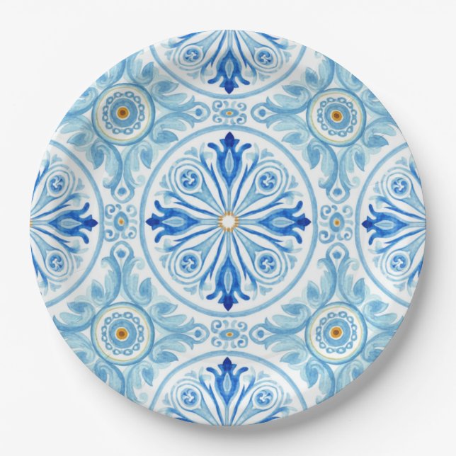 Amalfi Coast Italy Mediterranean Tile Wedding Pappteller (Vorderseite)