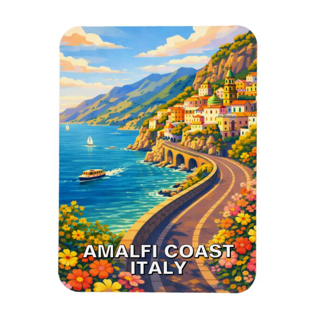 Amalfi Coast Italy Riviera Vintage Travel Magnet (Vertikal)